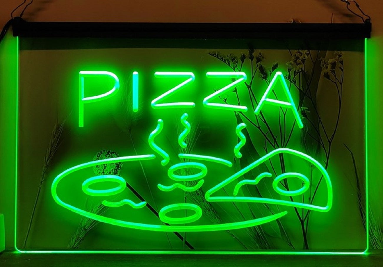 Pizza Hot Slice Led Neon Sign Pizzeria Restaurant Decor Wall Hanging OR Desktop