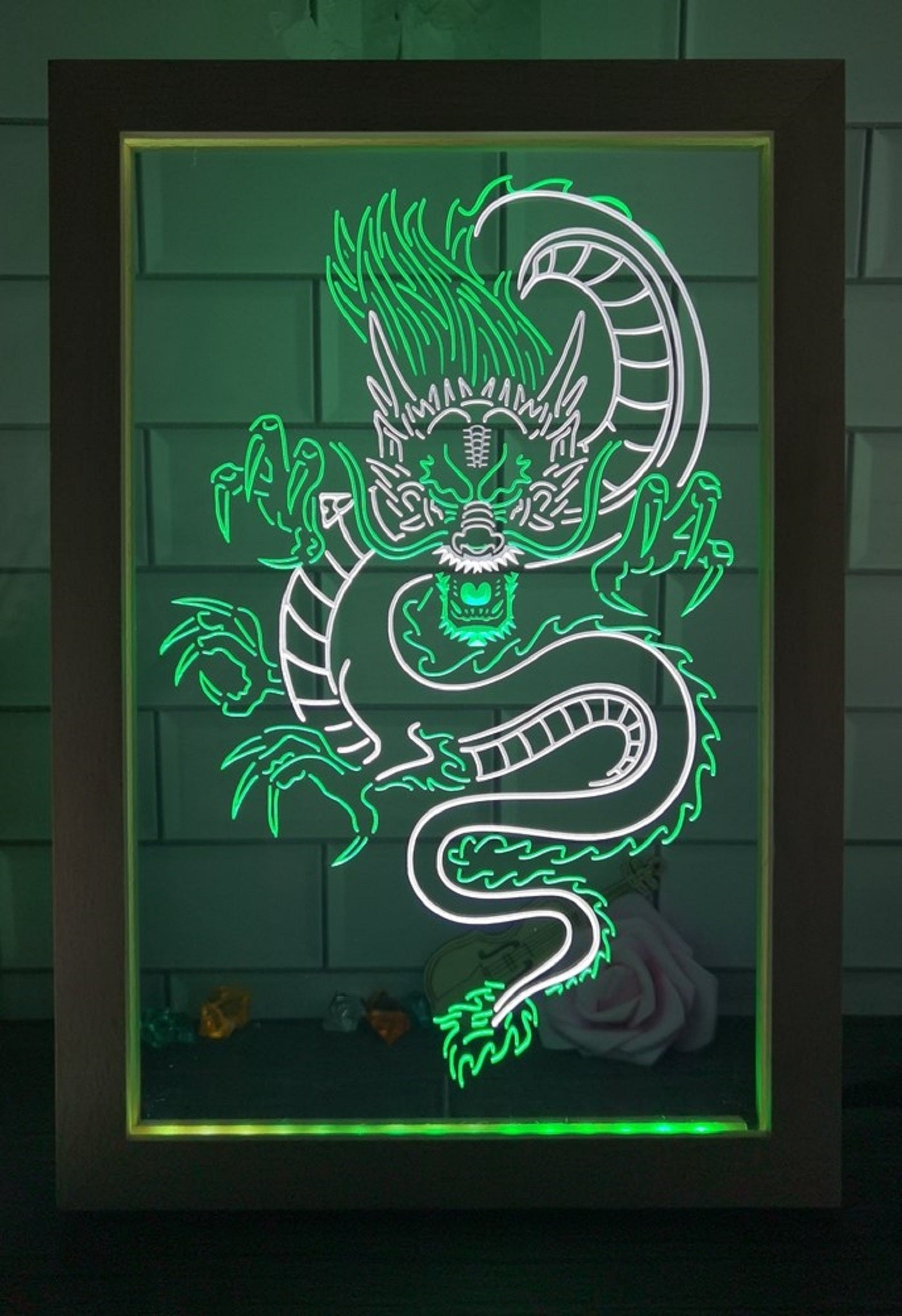 Chinese Dragon Led Neon Sign Framed Wall Hanging Or Desktop Decor