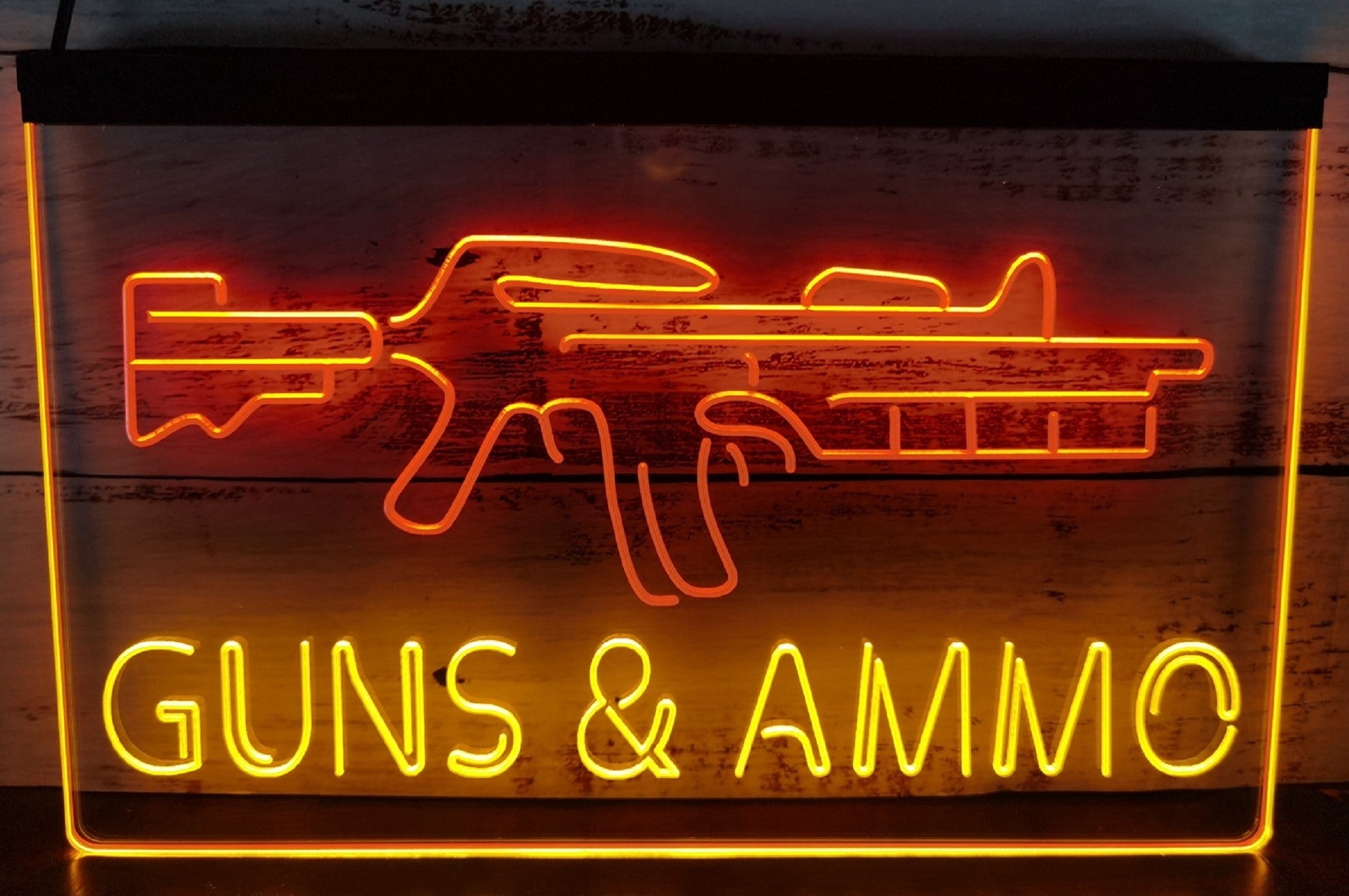 Guns & Ammo Led Neon Sign Dual Color Wall Hanging Or Desktop Decor