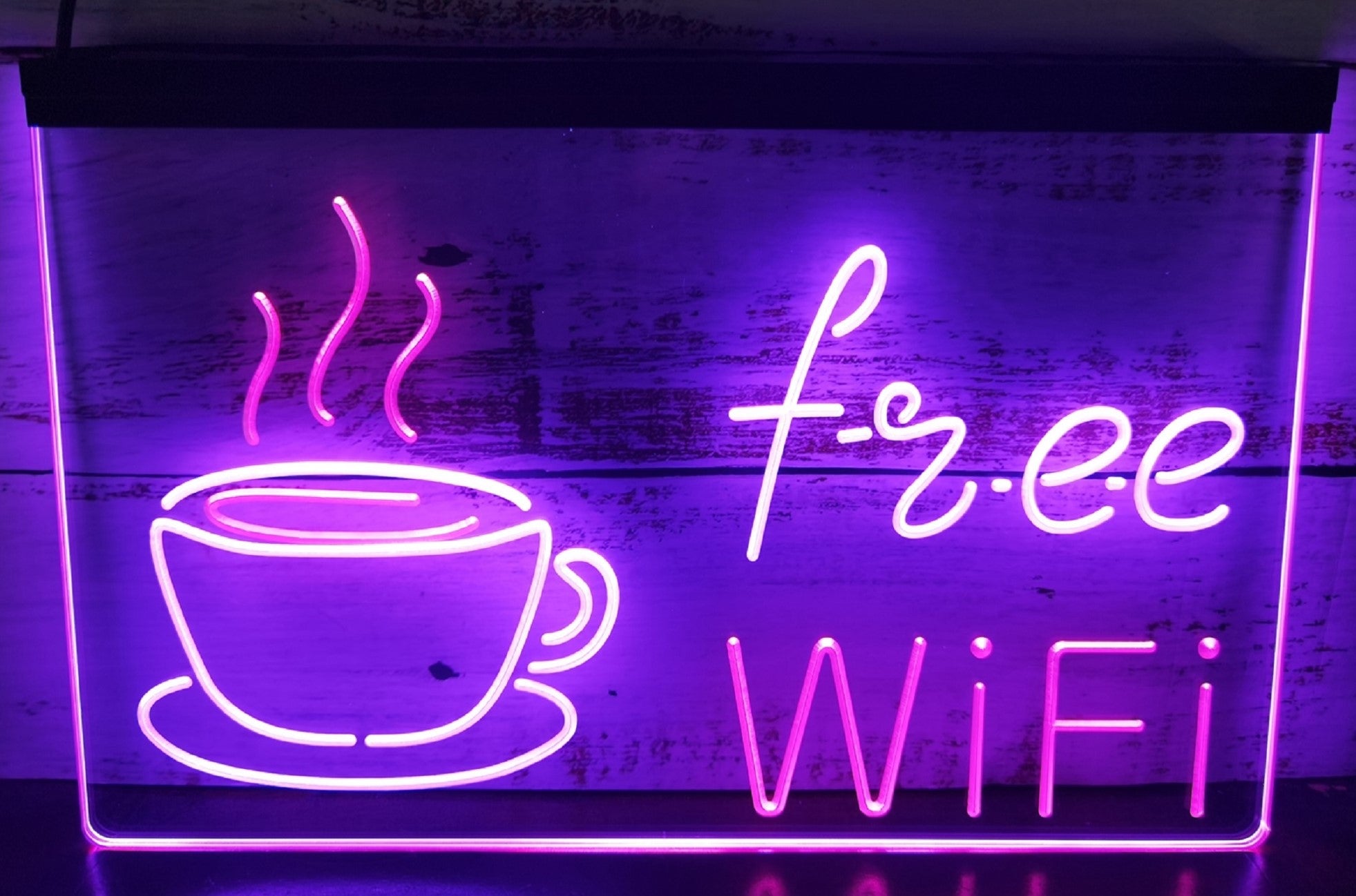 Free Wi Fi Cafe Led Neon Sign Dual Color Coffee Shop Wall Or Desktop Decor