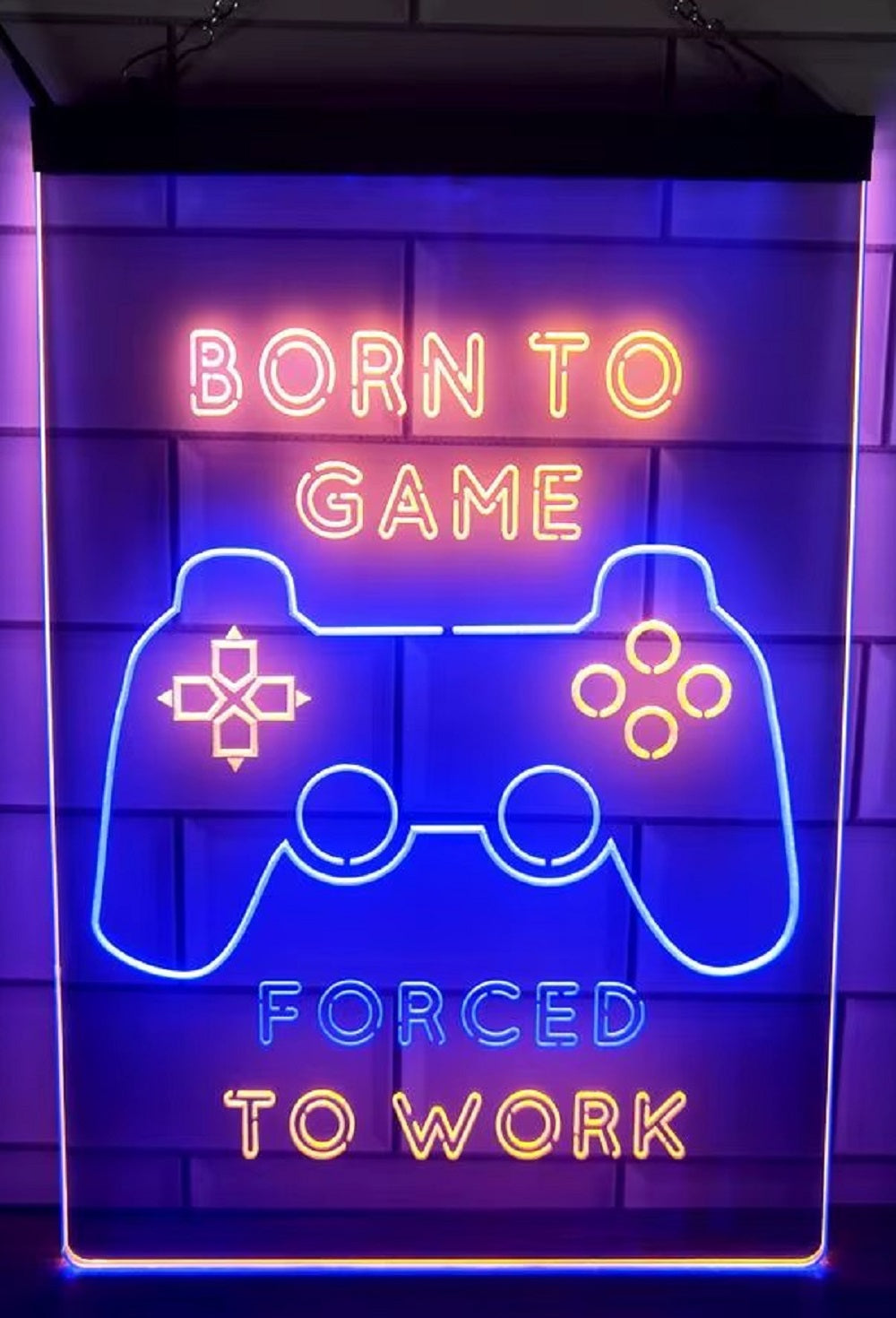 Born To Game Forced To Work Led Neon Sign Dual Color Home Game Room Arcade Shop Decor