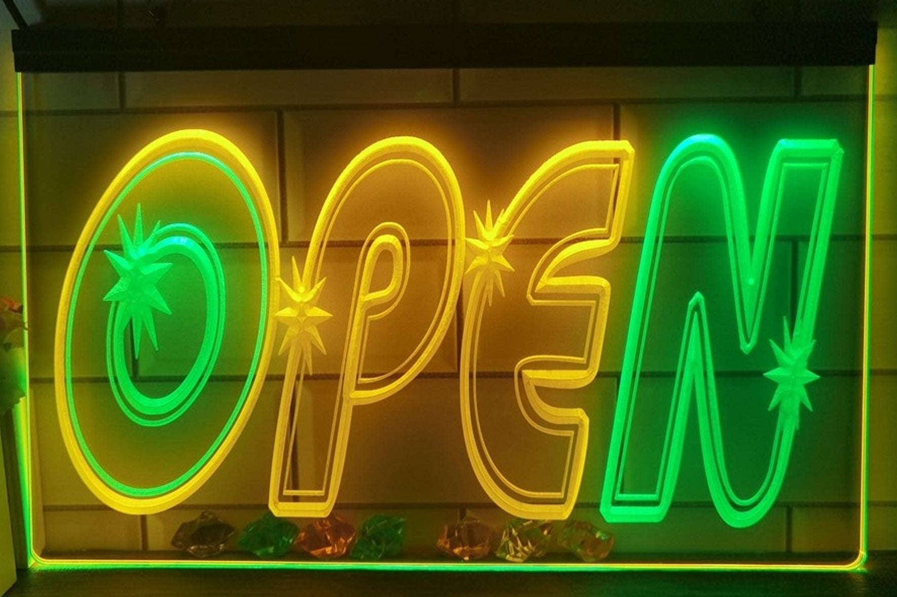 Open Led Neon Sign Dual Color Store Shop Coffee Shop Restaurant Decor