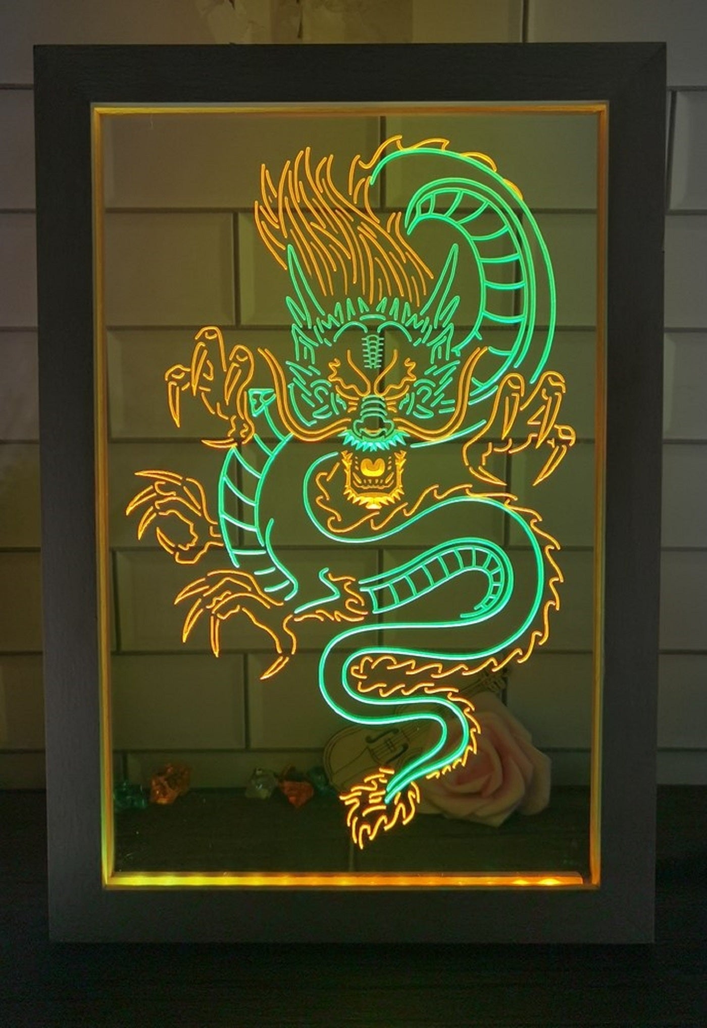 Chinese Dragon Led Neon Sign Framed Wall Hanging Or Desktop Decor