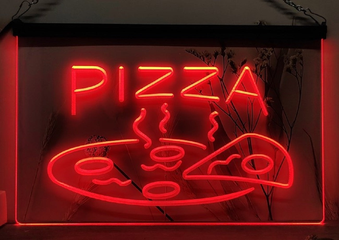 Pizza Hot Slice Led Neon Sign Pizzeria Restaurant Decor Wall Hanging OR Desktop