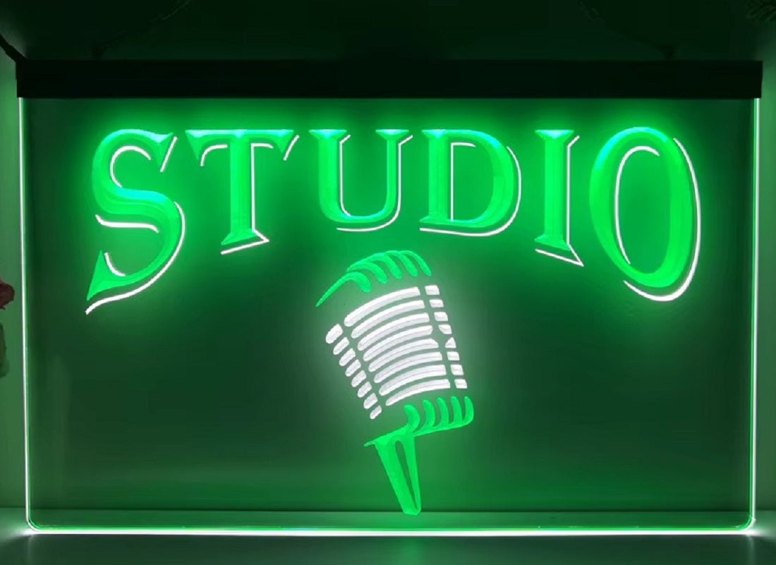 Studio Mic Led Neon Sign Dual Color Home Studio Room Audio Studio Decor