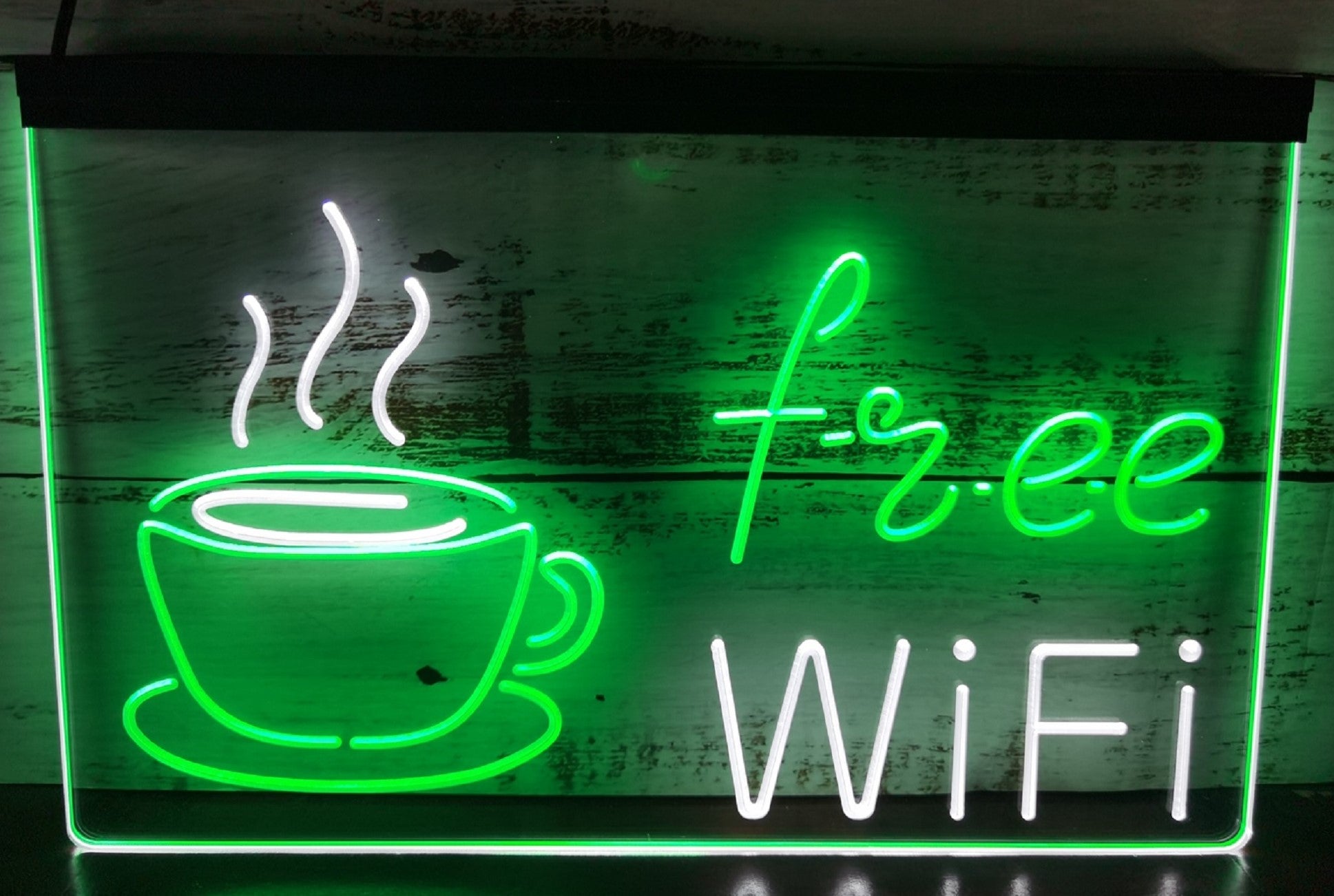 Free Wi Fi Cafe Led Neon Sign Dual Color Coffee Shop Wall Or Desktop Decor