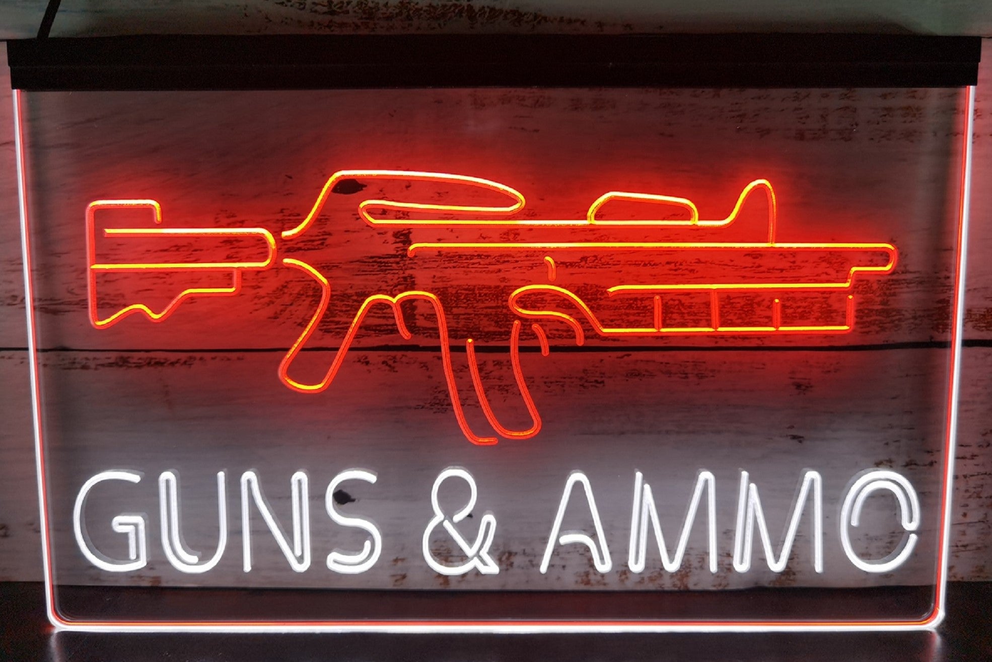 Guns & Ammo Led Neon Sign Dual Color Wall Hanging Or Desktop Decor