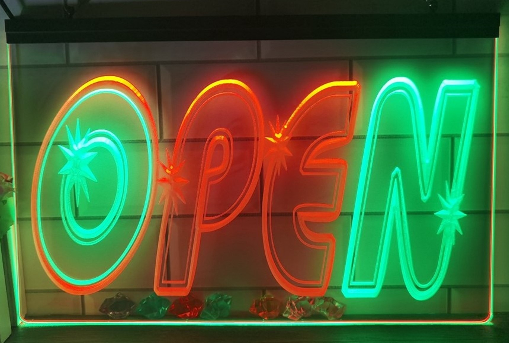 Open Led Neon Sign Dual Color Store Shop Coffee Shop Restaurant Decor