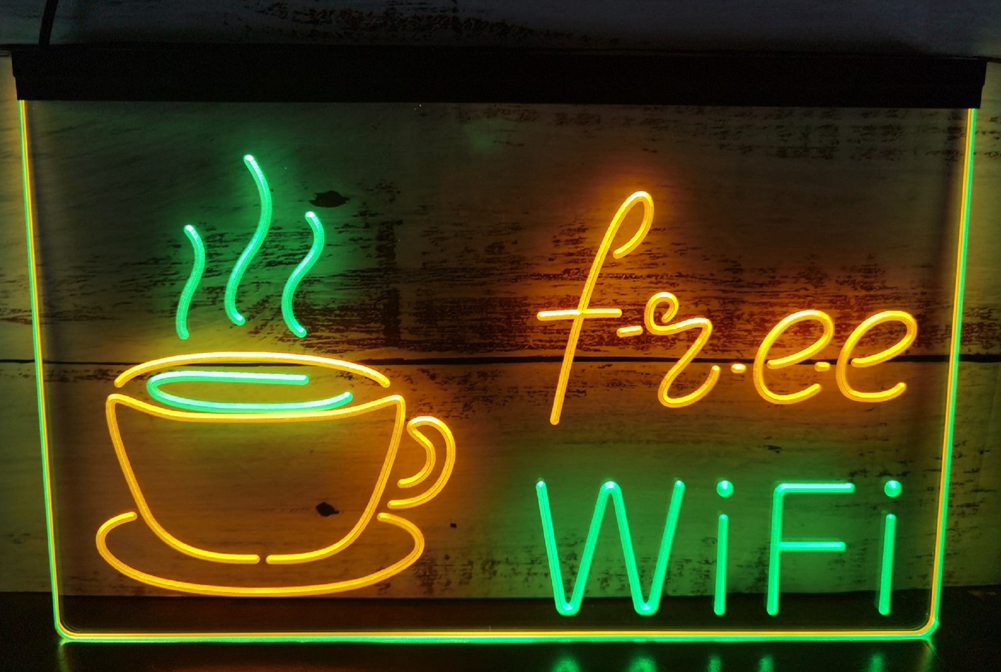 Free Wi Fi Cafe Led Neon Sign Dual Color Coffee Shop Wall Or Desktop Decor