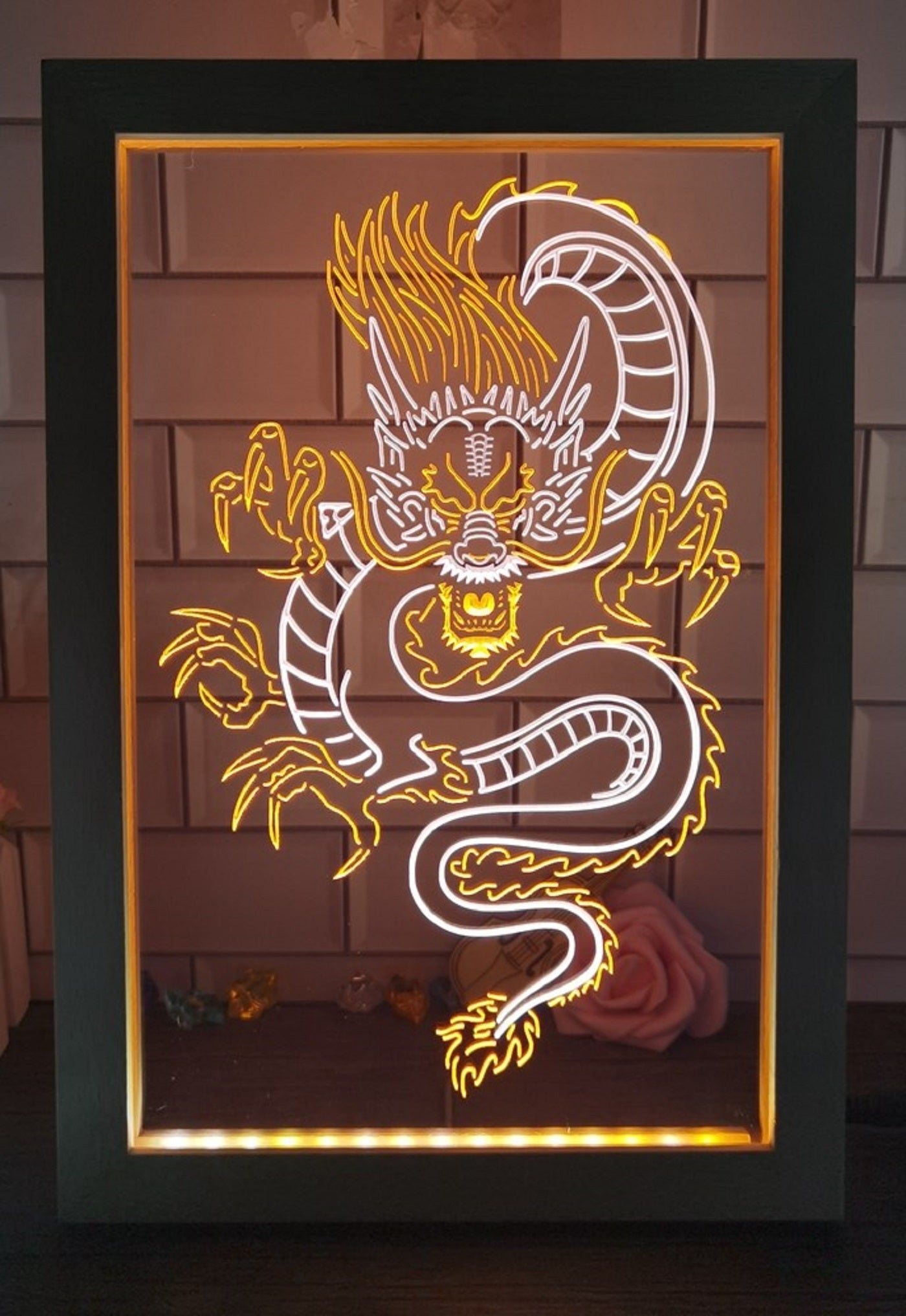 Chinese Dragon Led Neon Sign Framed Wall Hanging Or Desktop Decor