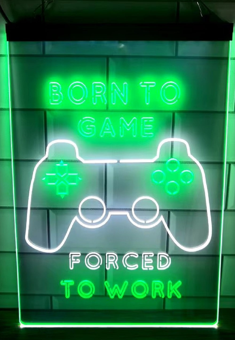 Born To Game Forced To Work Led Neon Sign Dual Color Home Game Room Arcade Shop Decor