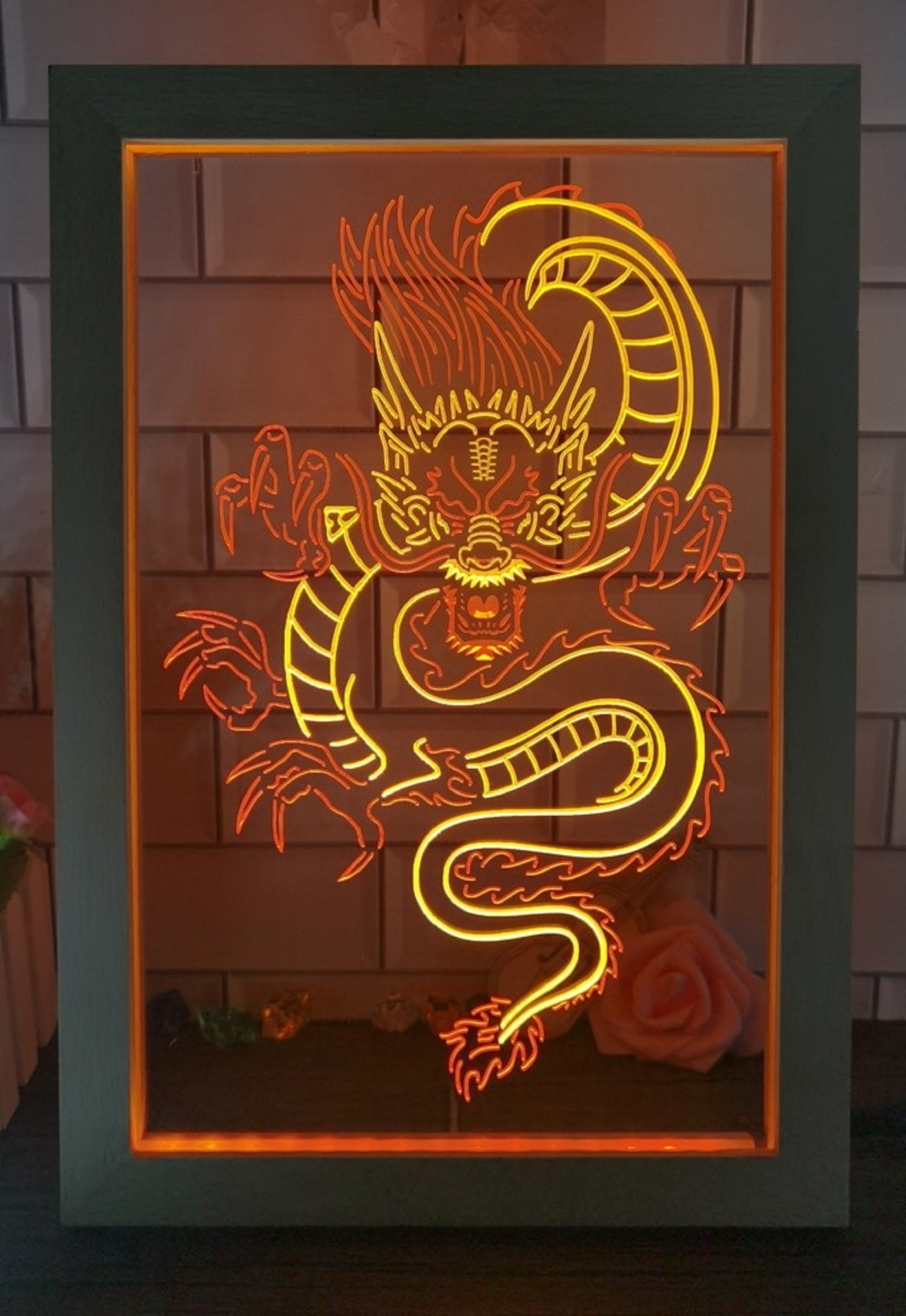 Chinese Dragon Led Neon Sign Framed Wall Hanging Or Desktop Decor
