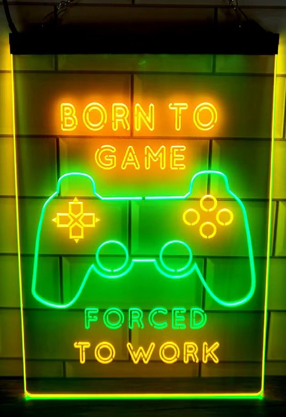 Born To Game Forced To Work Led Neon Sign Dual Color Home Game Room Arcade Shop Decor