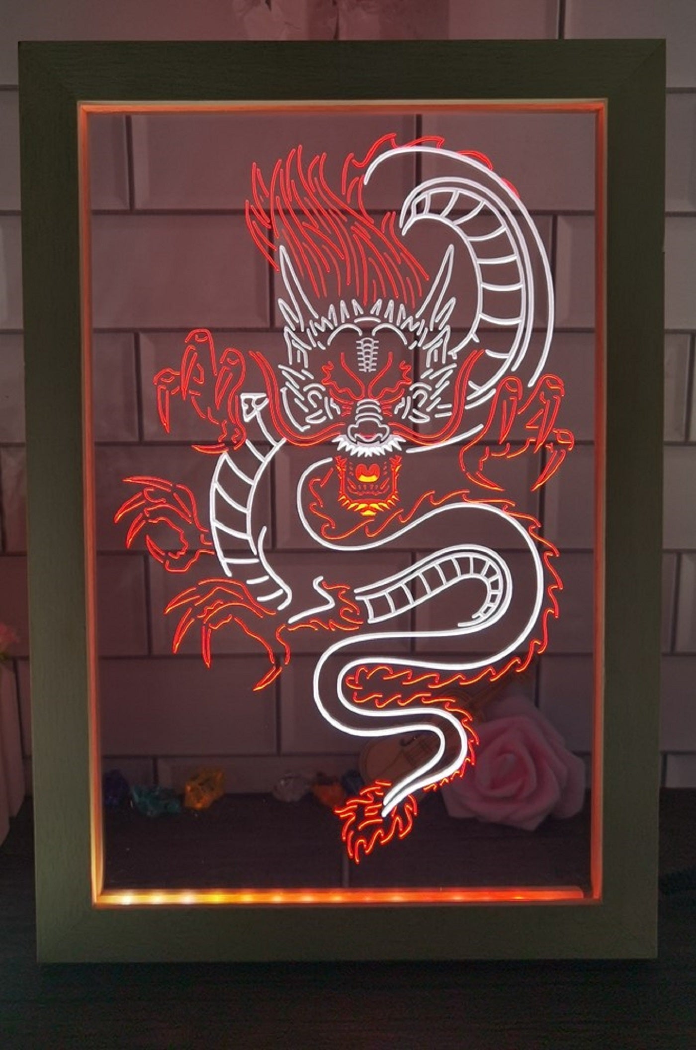 Chinese Dragon Led Neon Sign Framed Wall Hanging Or Desktop Decor