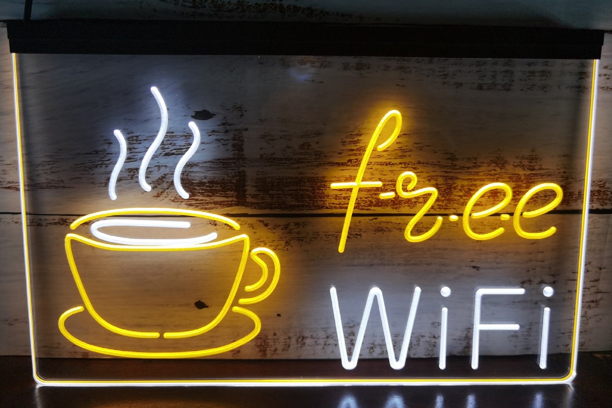 Free Wi Fi Cafe Led Neon Sign Dual Color Coffee Shop Wall Or Desktop Decor