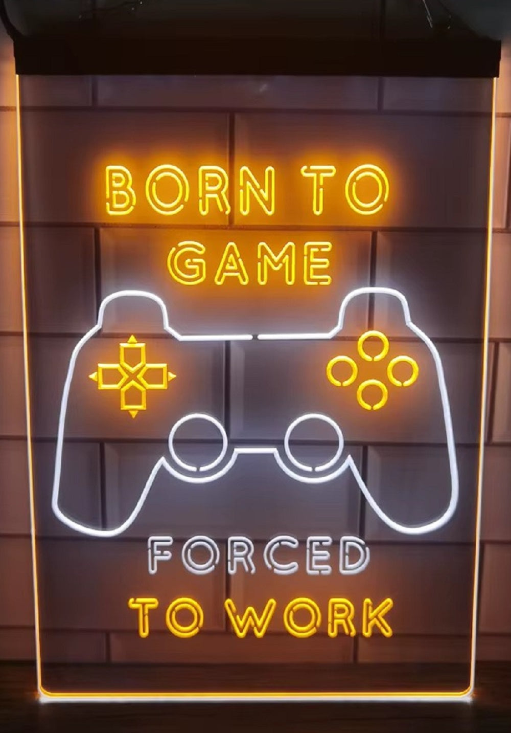 Born To Game Forced To Work Led Neon Sign Dual Color Home Game Room Arcade Shop Decor