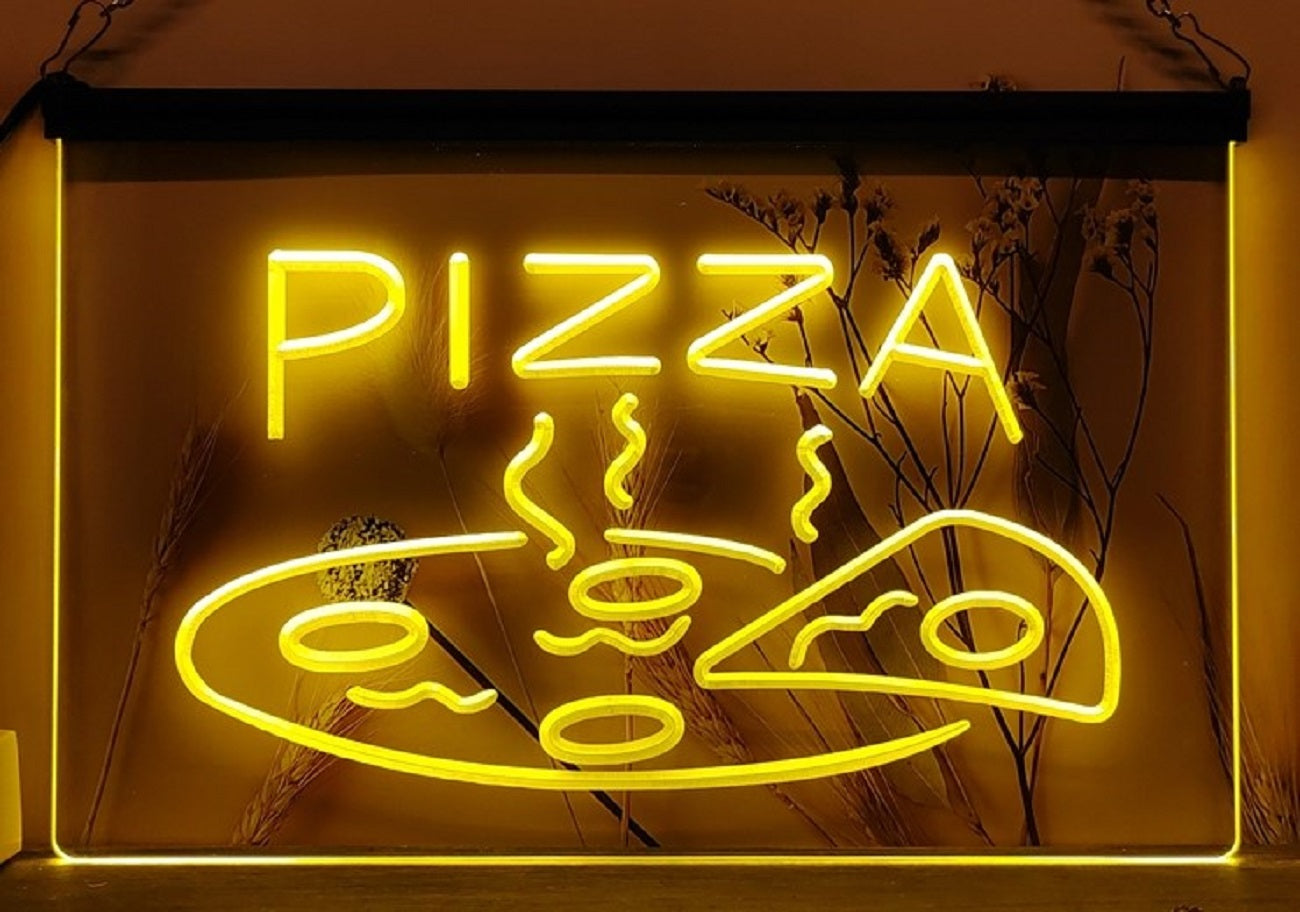Pizza Hot Slice Led Neon Sign Pizzeria Restaurant Decor Wall Hanging OR Desktop