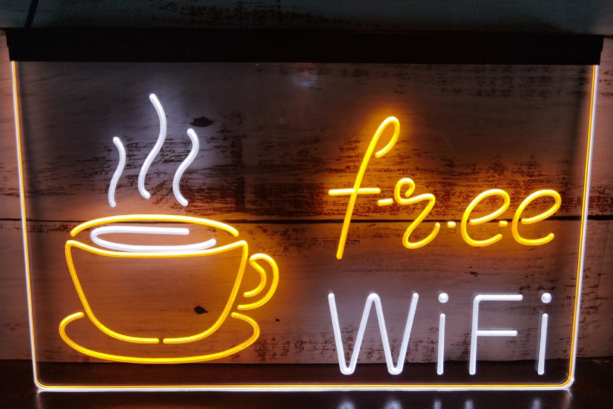 Free Wi Fi Cafe Led Neon Sign Dual Color Coffee Shop Wall Or Desktop Decor