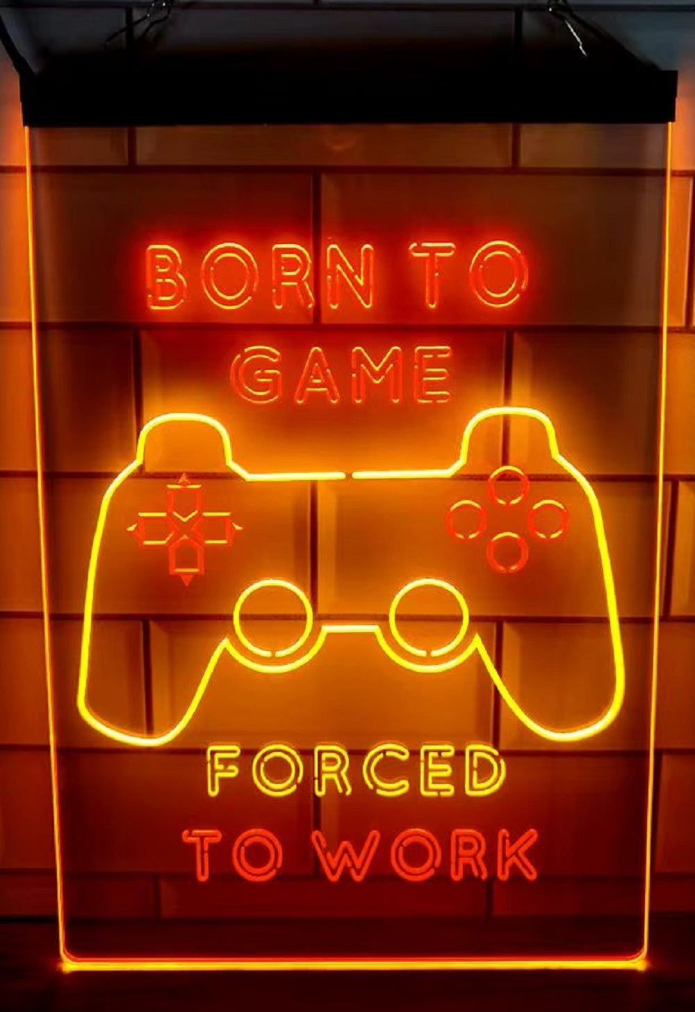 Born To Game Forced To Work Led Neon Sign Dual Color Home Game Room Arcade Shop Decor