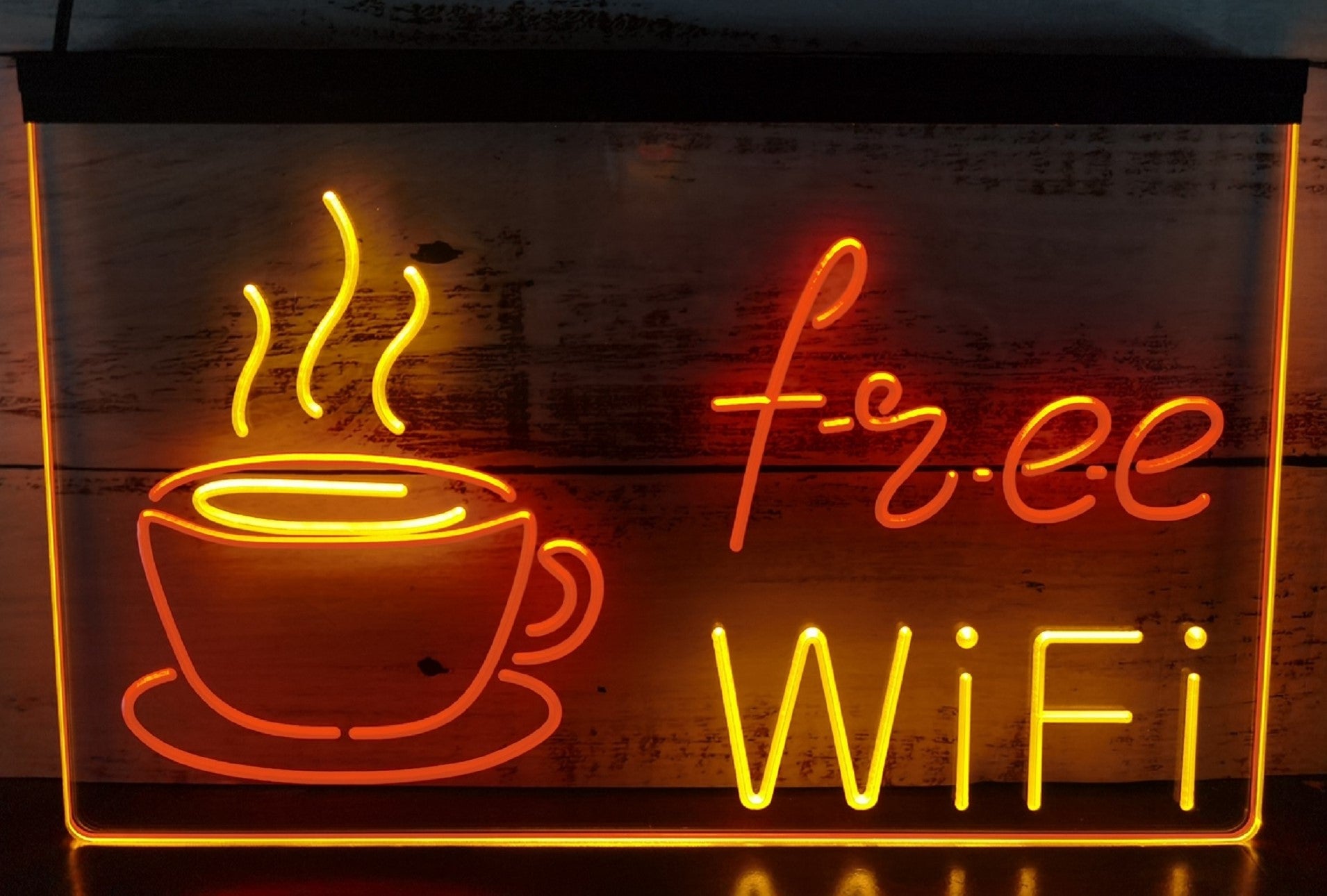 Free Wi Fi Cafe Led Neon Sign Dual Color Coffee Shop Wall Or Desktop Decor