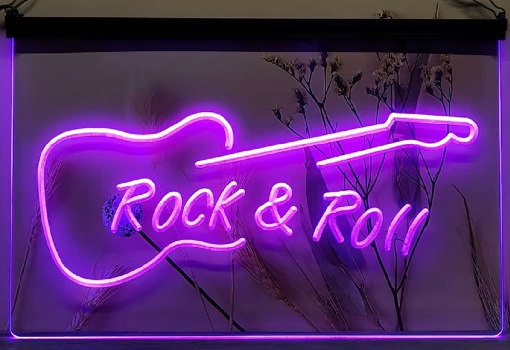 Guitar Rock & Roll Led Neon Sign Home Music Room Recording Studio Decor
