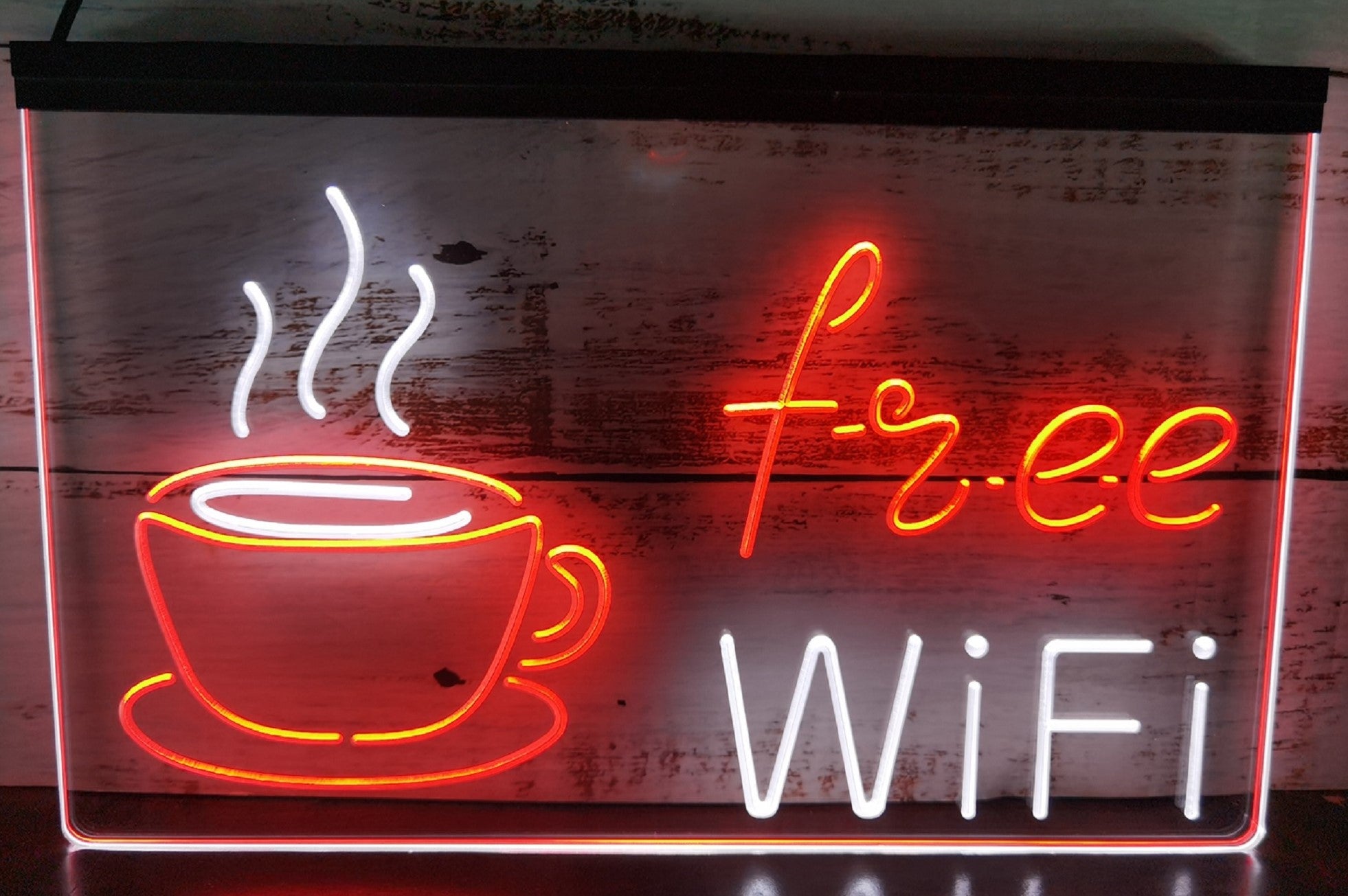 Free Wi Fi Cafe Led Neon Sign Dual Color Coffee Shop Wall Or Desktop Decor