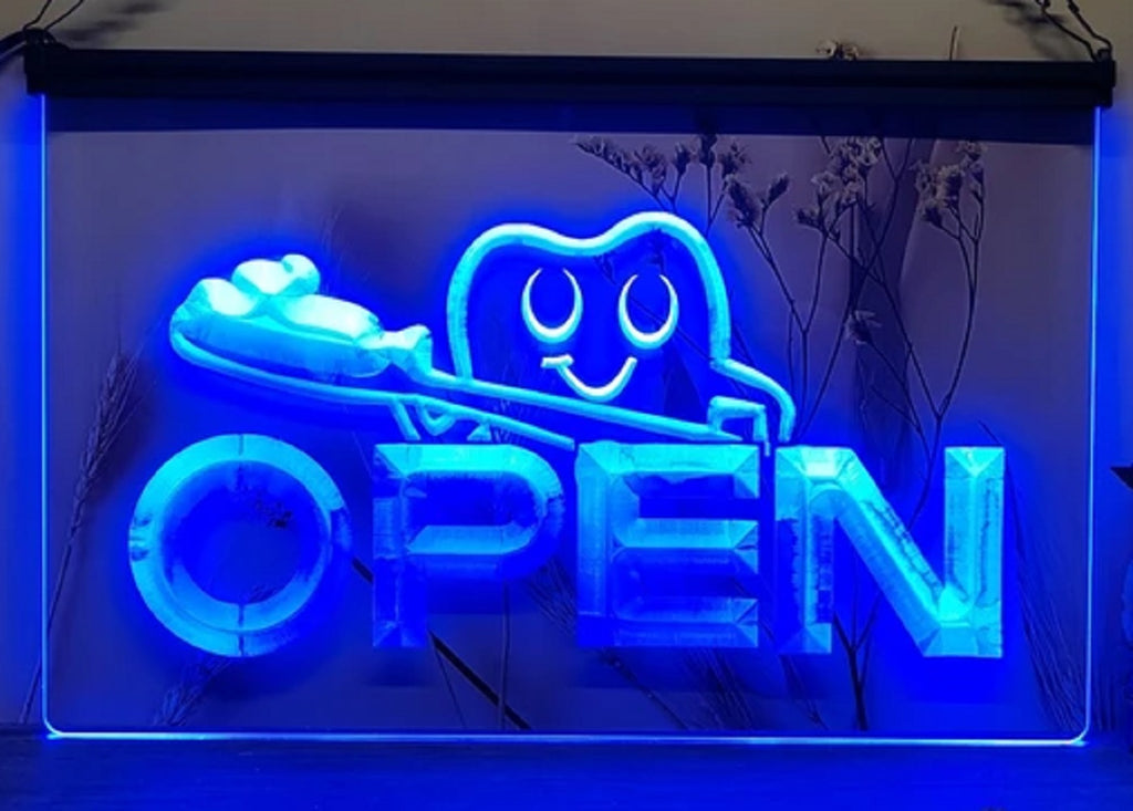 Dentist Open Led Neon Sign Dental Clinic Decor Wall Hanging Or Desktop