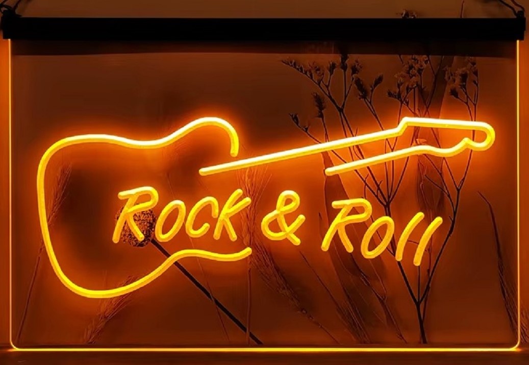 Guitar Rock & Roll Led Neon Sign Home Music Room Recording Studio Decor