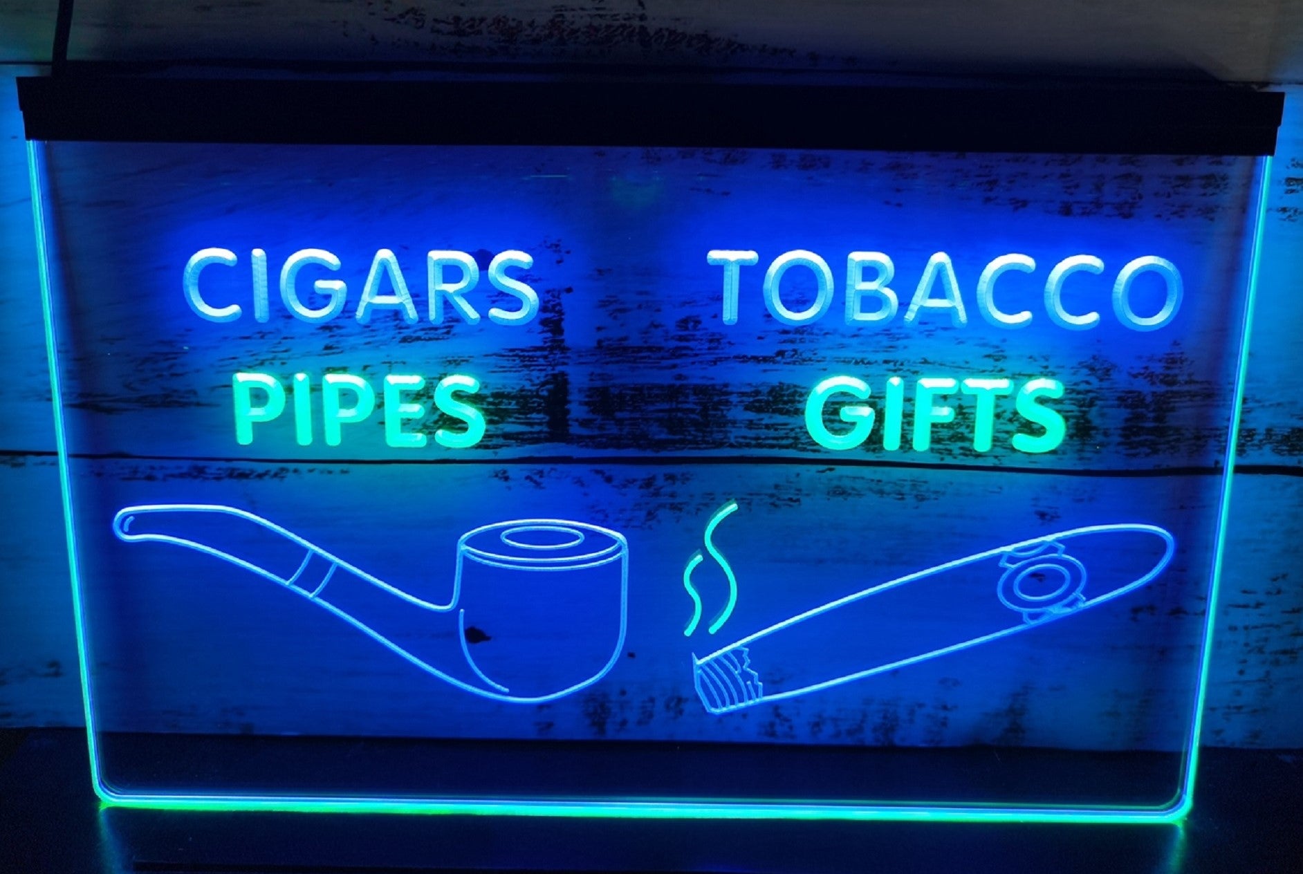 Cigars Tobacco Pipes Led Neon Sign Dual Color Cigar Smoke Shop Decor