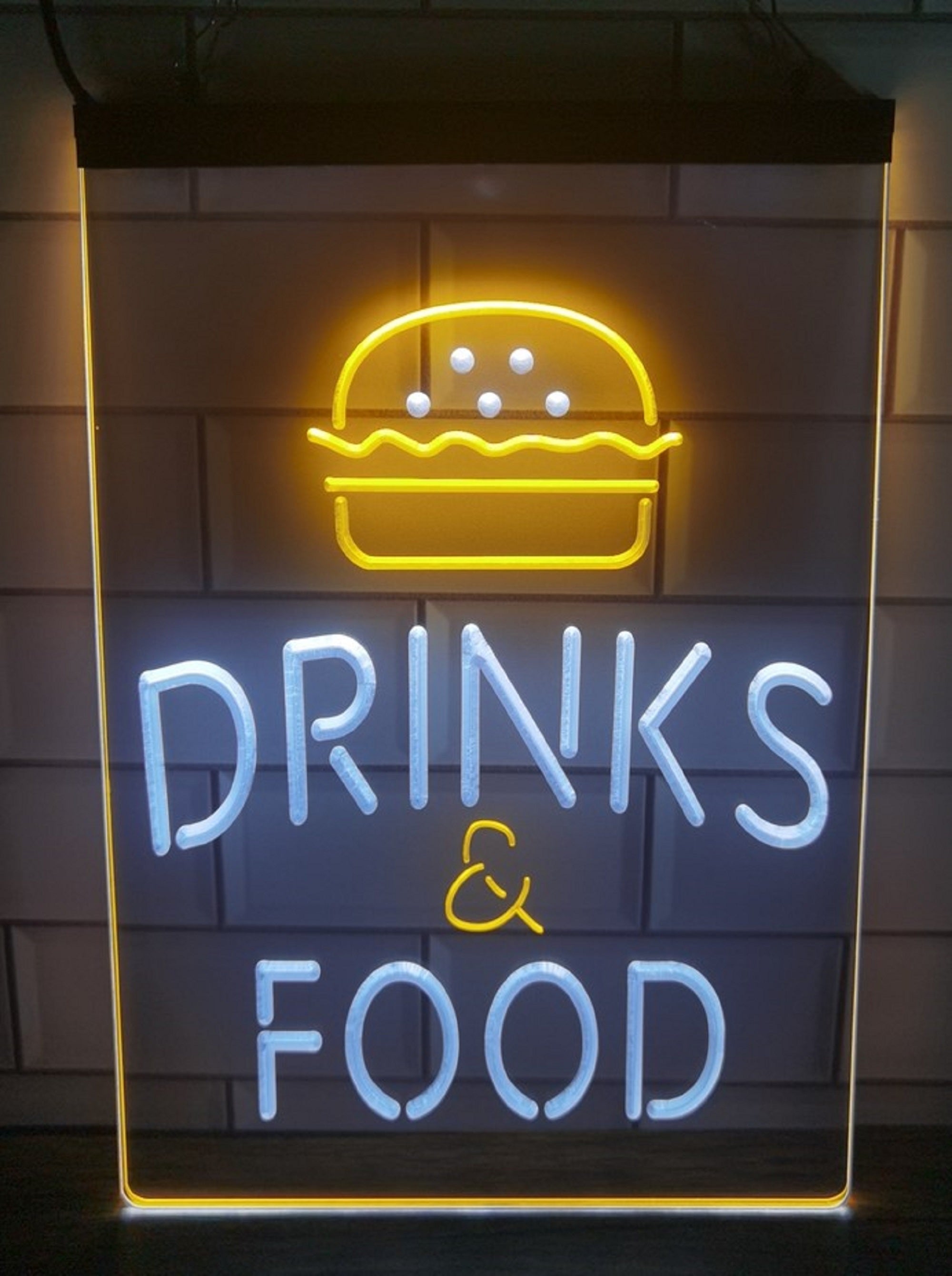 Burger Drinks Food Led Neon Sign Dual Color Kebab Burger Restaurant Decor