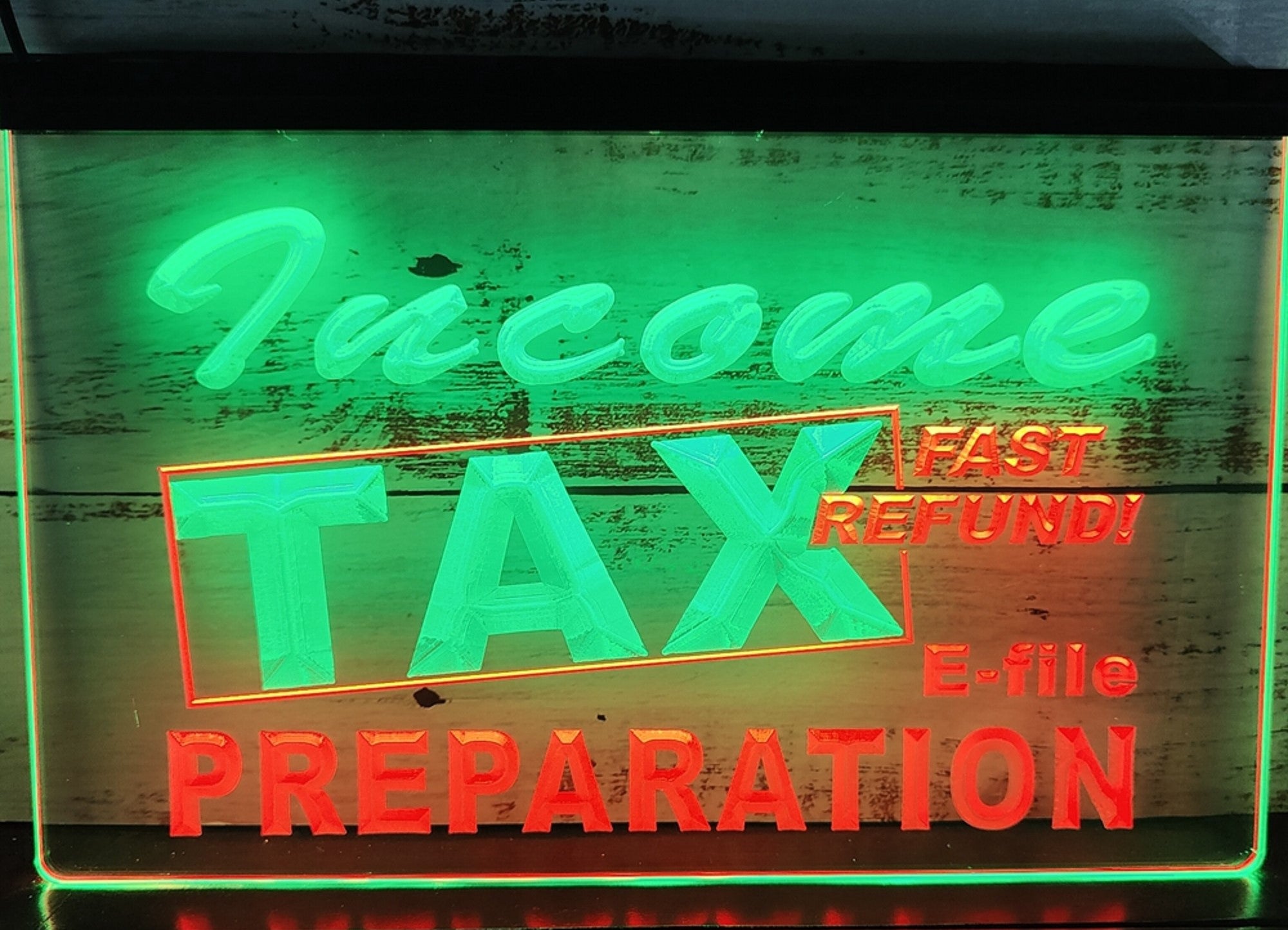 Income Tax Preparation Led Neon Sign Dual Color Accountant Income Tax Service Office Decor
