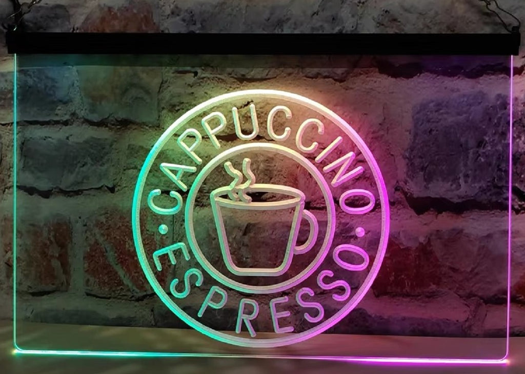 Cappuccino Espresso Led Neon Sign Multi Mode Coffee Shop Wall Hanging OR Desktop Decor