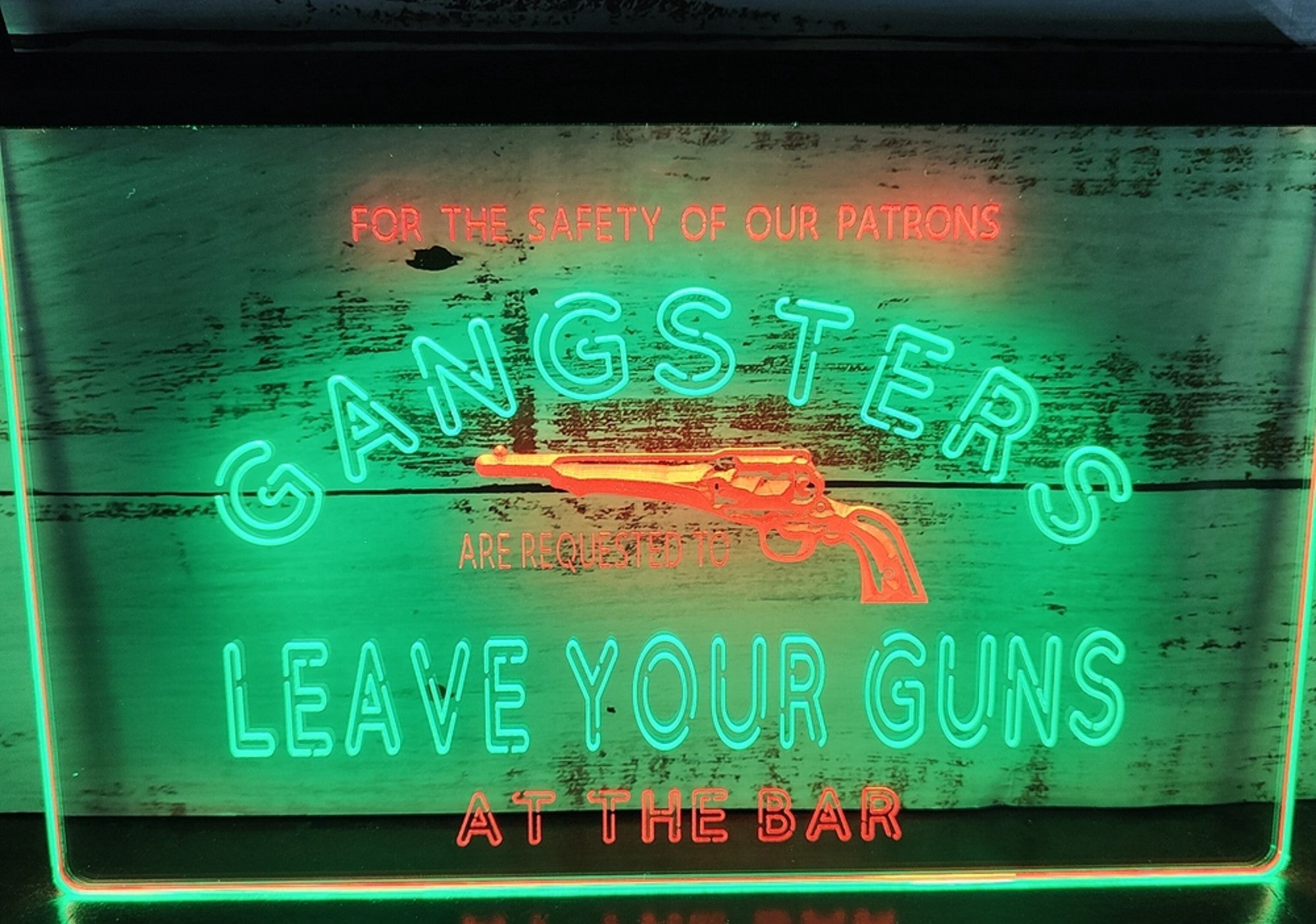 Cowboys Leave Your Guns Led Neon Sign Dual Color Wall Hanging Or Desktop Decor