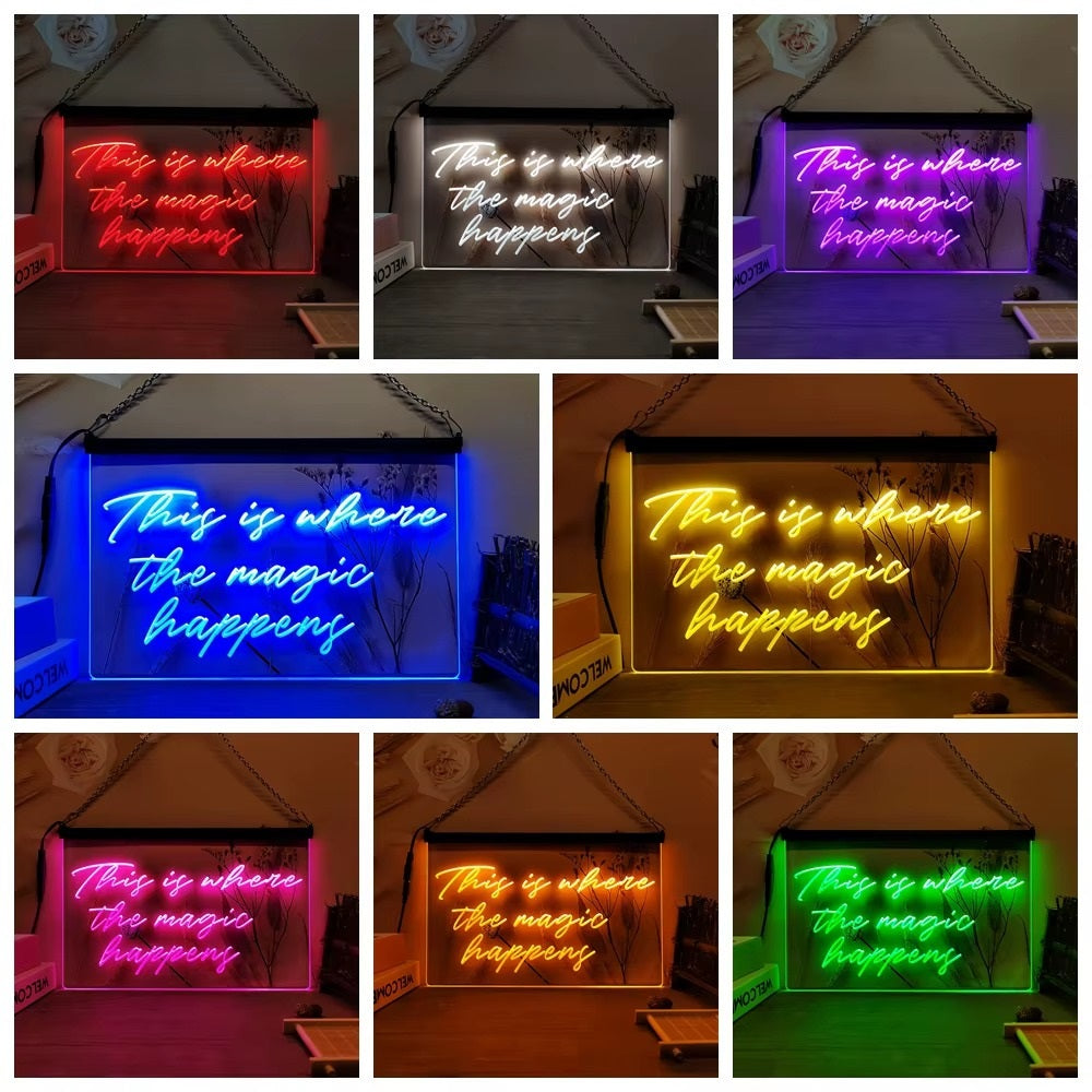 This Is Where The Magic Happens Led Neon Sign Home Man Cave Game Room Workspace Decor