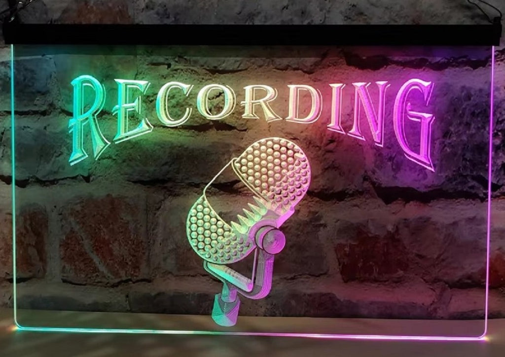 Recording Mic Led Neon Sign Multi Mode Home Studio Room Audio Studio Decor