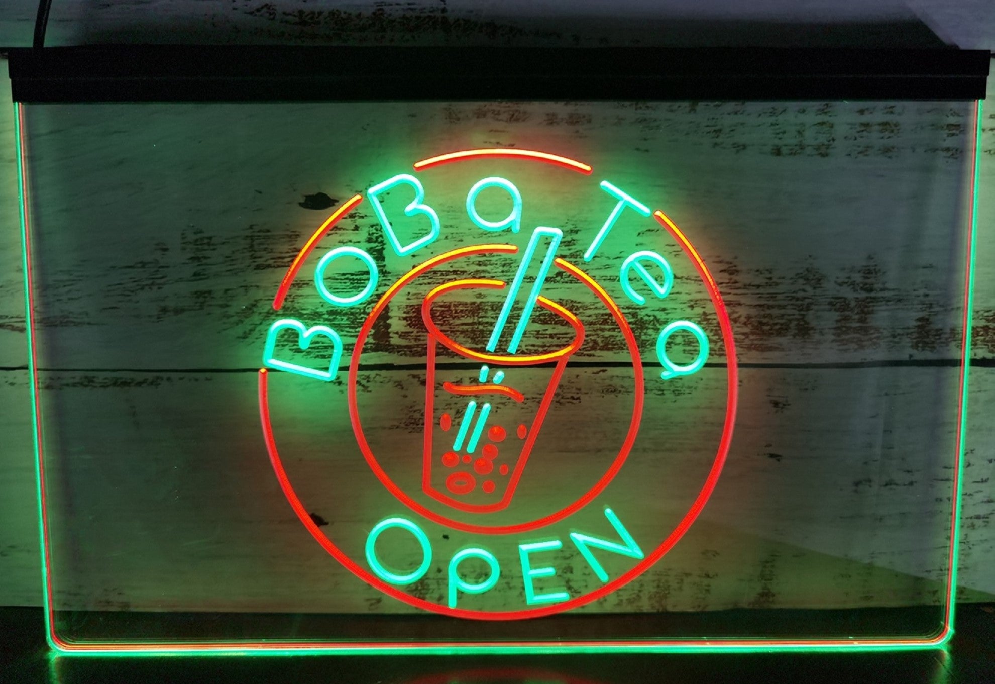 Boba Tea Open Led Neon Sign Dual Color Bubble Tea Shop Coffee Shop Decor