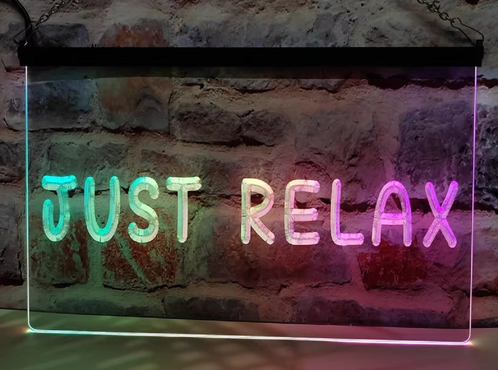 Just Relax Led Neon Sign Multi Mode Home Office Man Cave Workspace Decor
