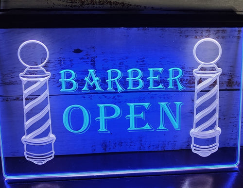 Barber Open Led Neon Sign Dual Color Barber Haircut Salon Decor Wall Hanging Desktop