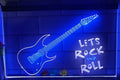Lets Rock And Roll Guitar Led Neon Sign Dual Color Home Music Room Studio Decor