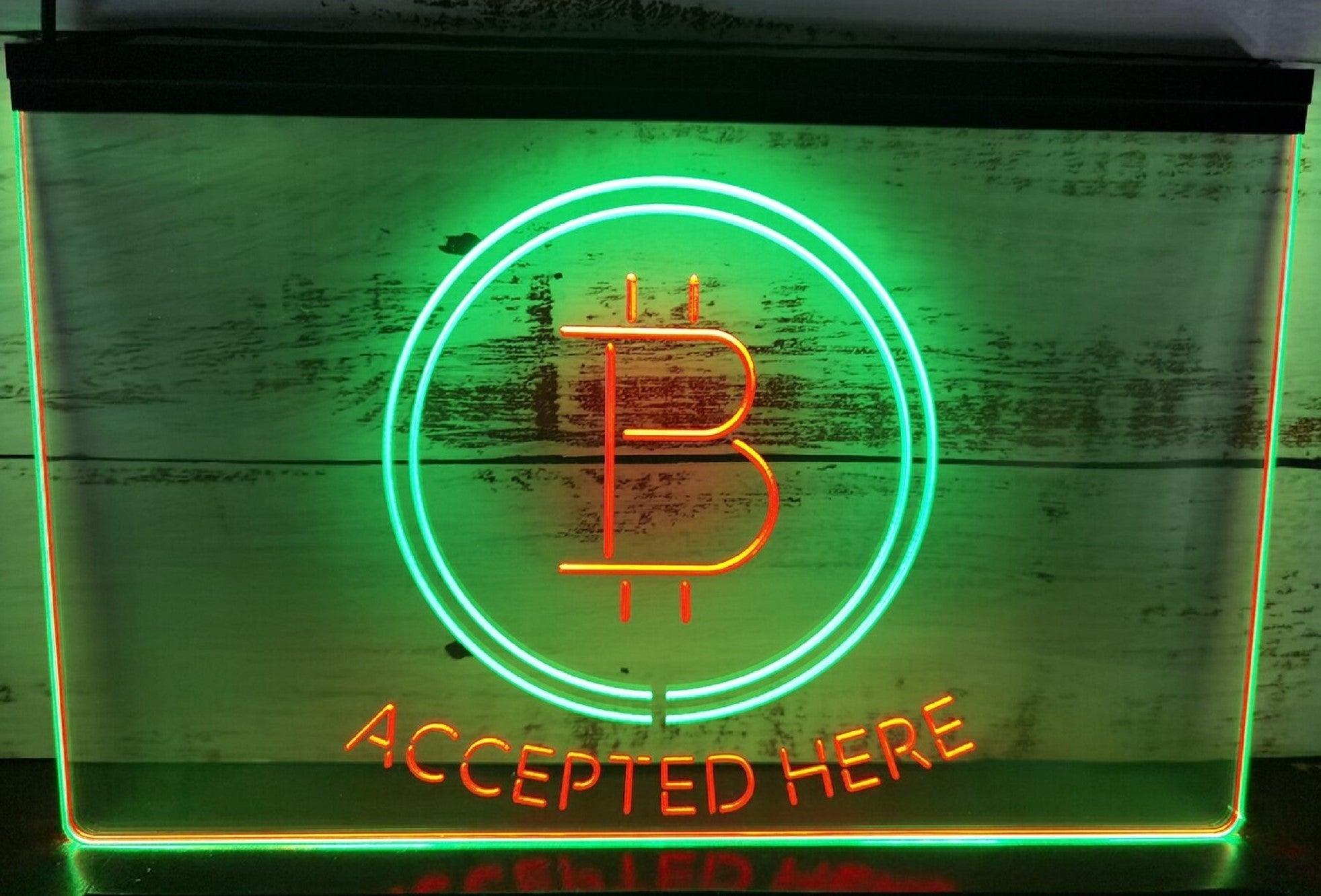 Bitcoin Accepted Here Led Neon Sign Dual Color Store Office Wall Hanging Desktop Decor