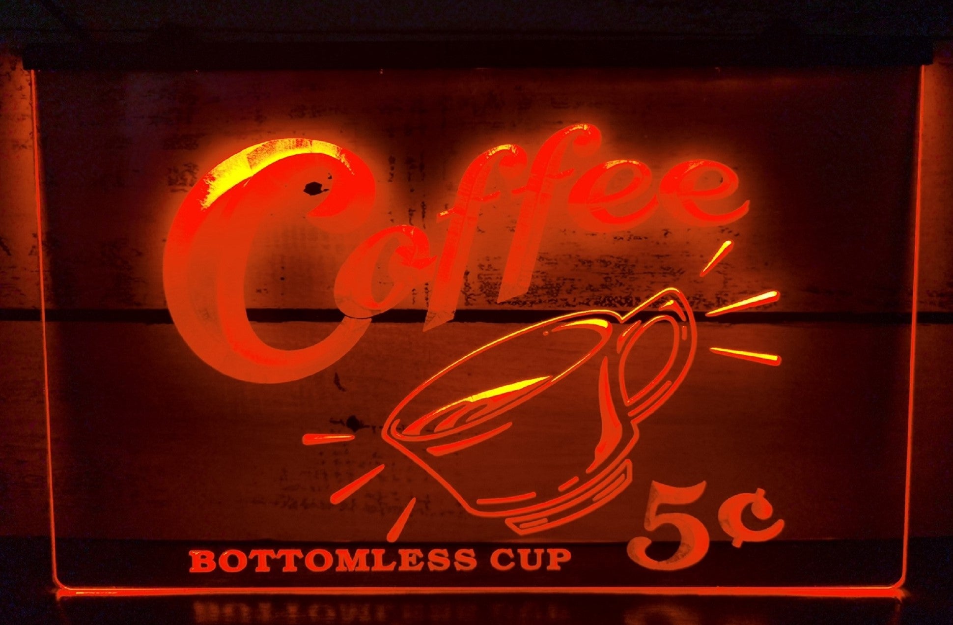 Coffee 5 Cents Bottomless Cup Led Neon Sign Vintage Sign Coffee Shop Decor