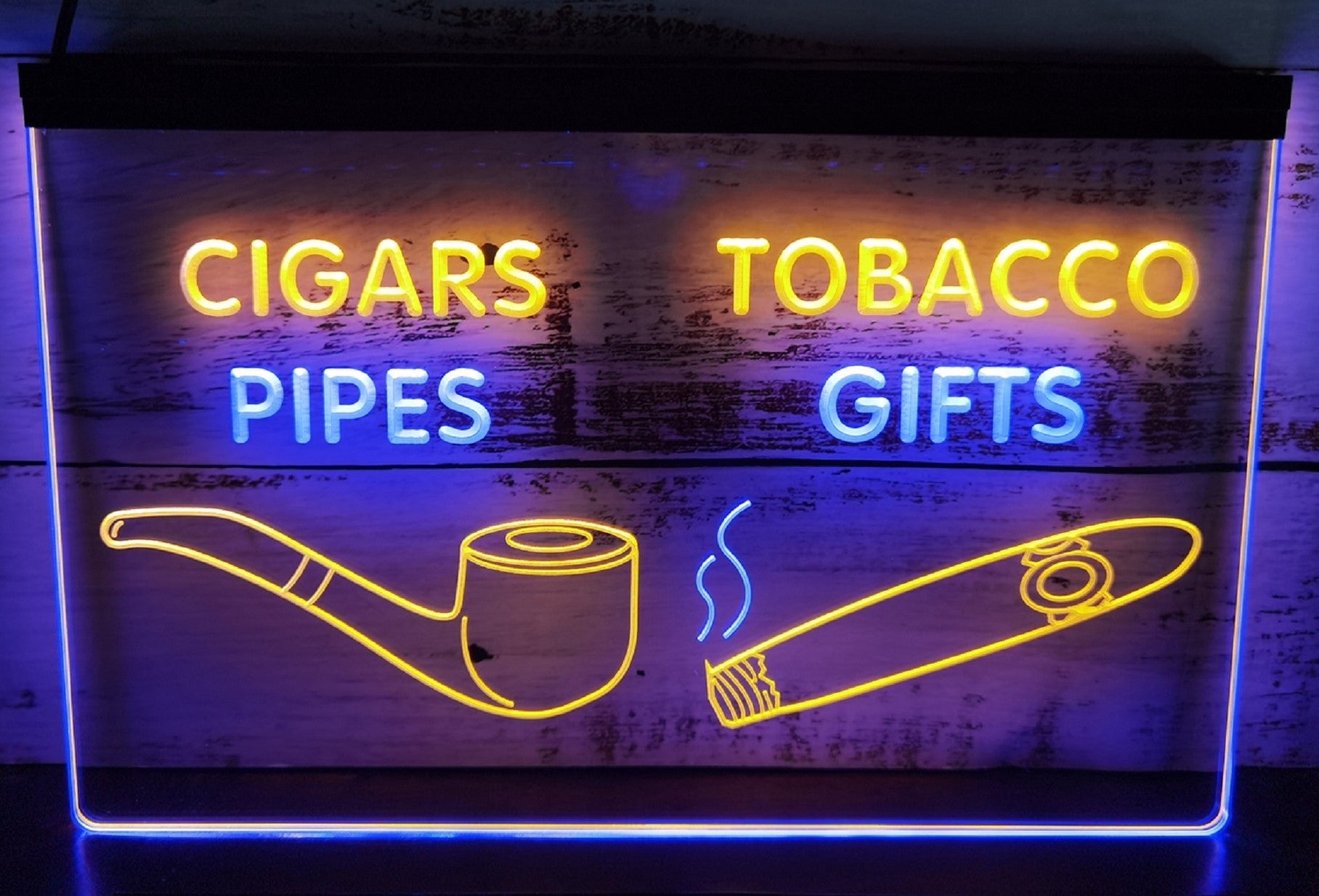 Cigars Tobacco Pipes Led Neon Sign Dual Color Cigar Smoke Shop Decor