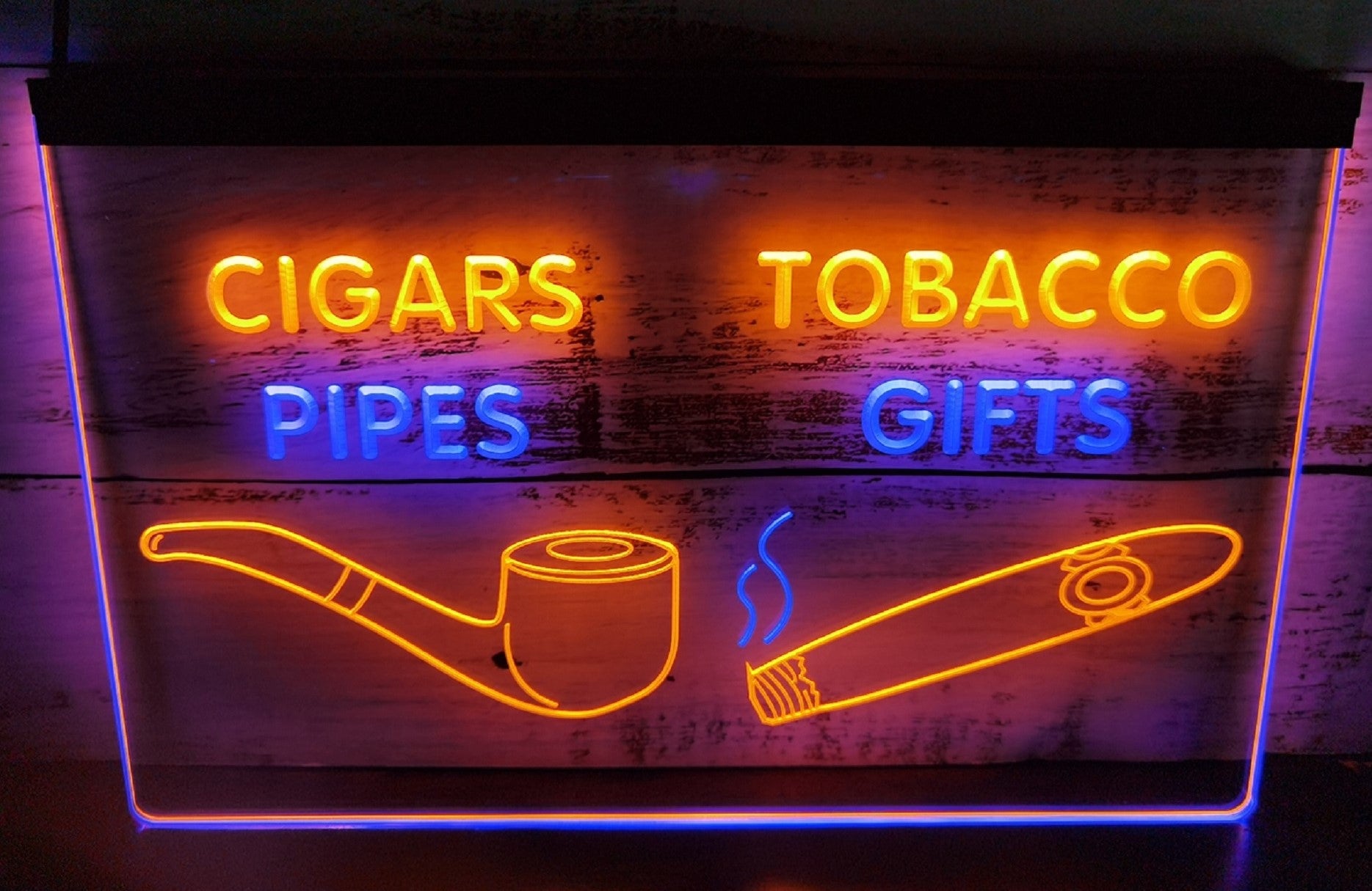 Cigars Tobacco Pipes Led Neon Sign Dual Color Cigar Smoke Shop Decor