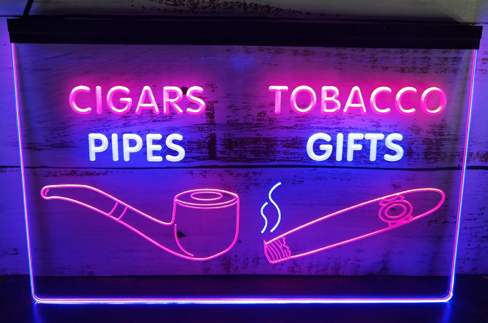Cigars Tobacco Pipes Led Neon Sign Dual Color Cigar Smoke Shop Decor