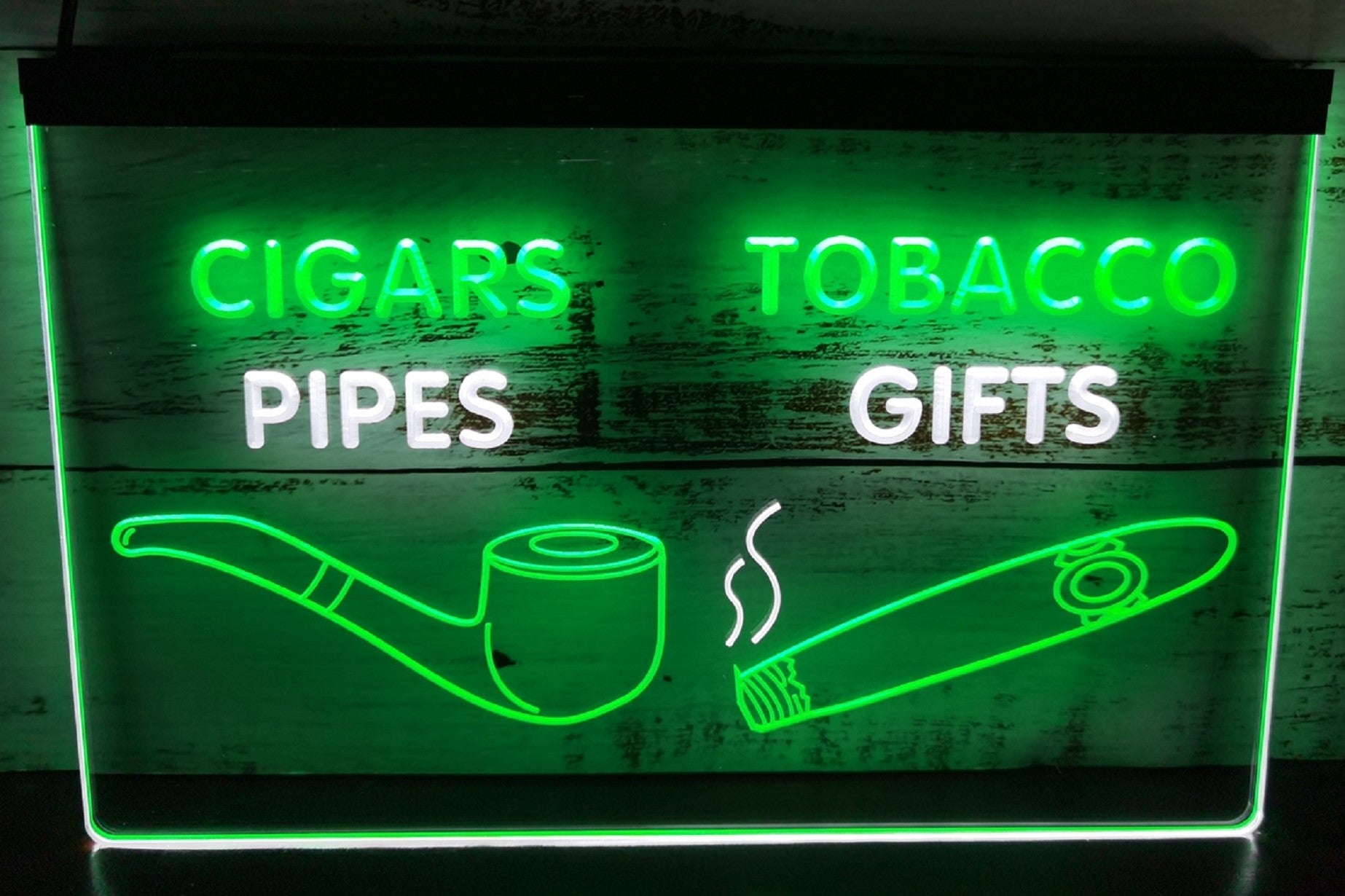 Cigars Tobacco Pipes Led Neon Sign Dual Color Cigar Smoke Shop Decor