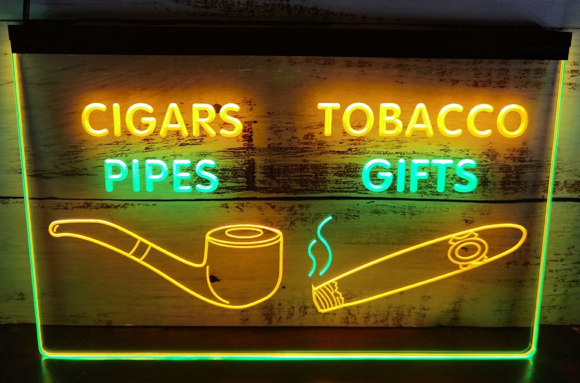 Cigars Tobacco Pipes Led Neon Sign Dual Color Cigar Smoke Shop Decor