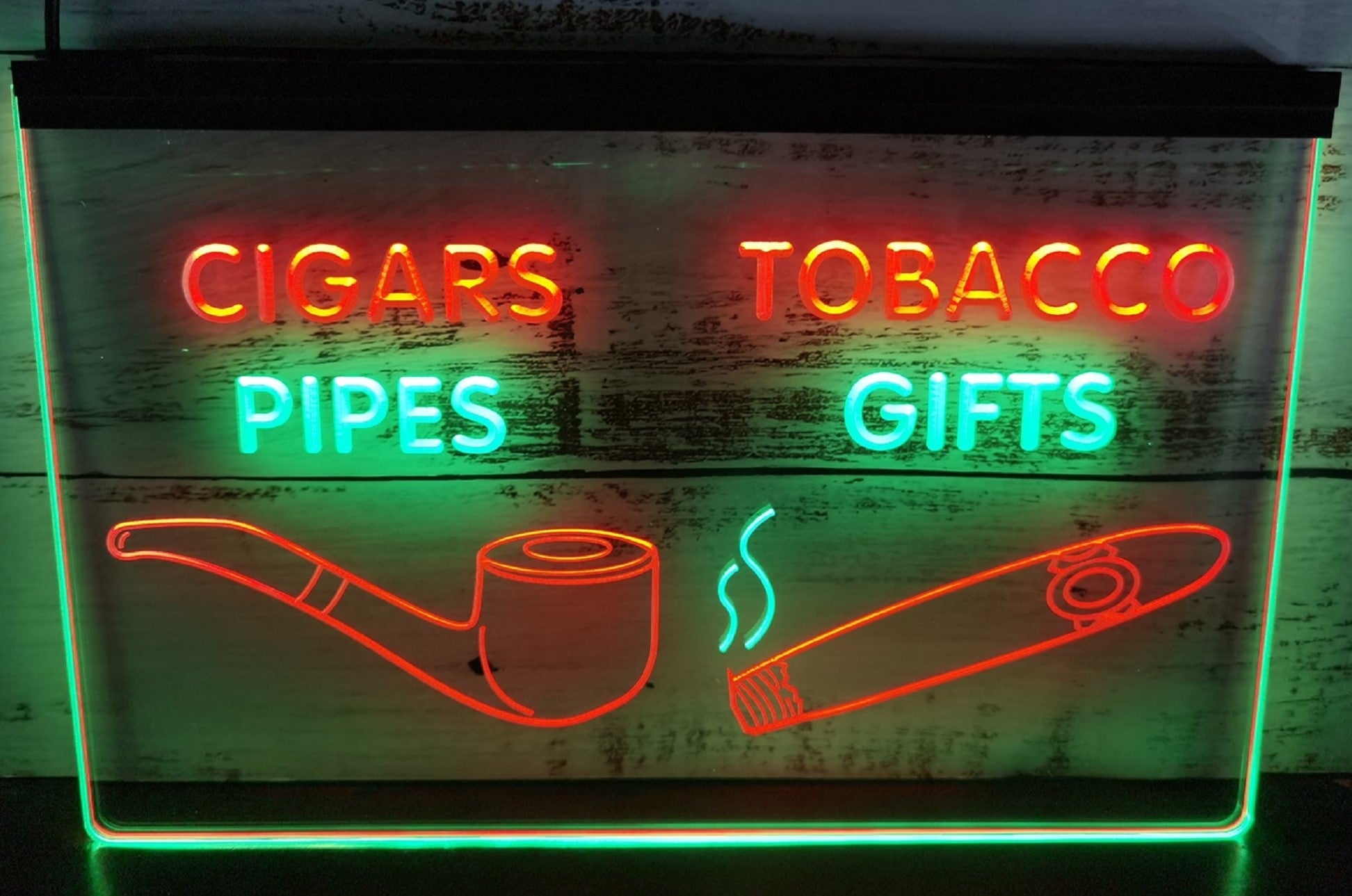 Cigars Tobacco Pipes Led Neon Sign Dual Color Cigar Smoke Shop Decor