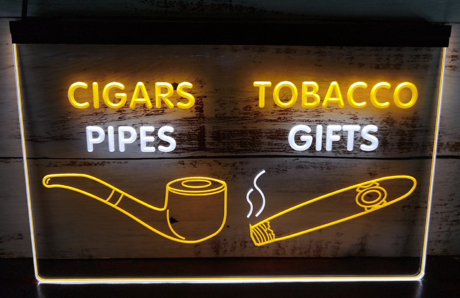 Cigars Tobacco Pipes Led Neon Sign Dual Color Cigar Smoke Shop Decor