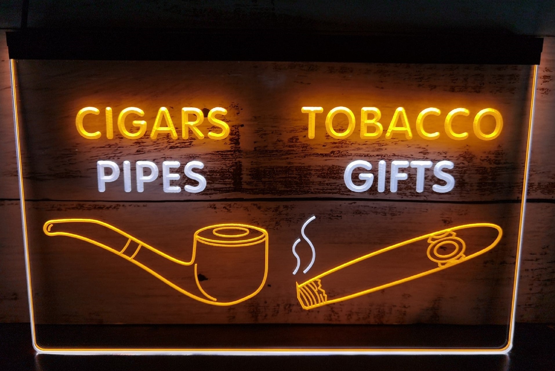 Cigars Tobacco Pipes Led Neon Sign Dual Color Cigar Smoke Shop Decor