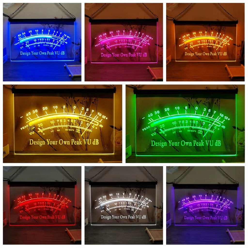 Custom Design Your Own VU dB Light Sign Home Studio Wall Hanging Desktop Decor